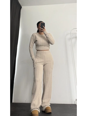 Lexy Büzgülü Takım - Bej