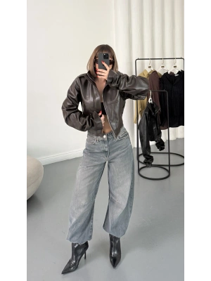 Liam Bomber Deri Mont - Kahve