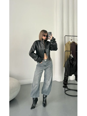 Liam Bomber Deri Mont - Siyah