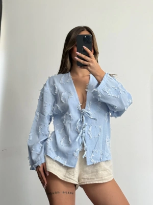 Lilia Keten Ceket - Mavi