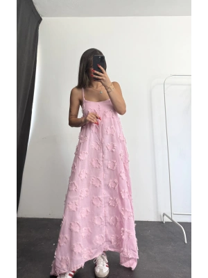 Lilia Keten Elbise - Pembe