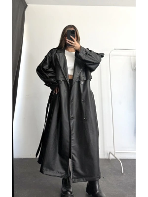 Lilian Deri Trençkot - Siyah