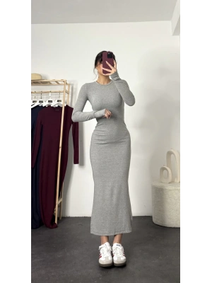 Lilith Basic Elbise - Gri