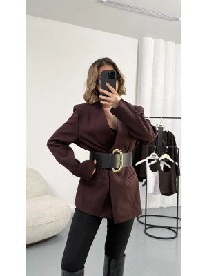 Lilith Kemerli Blazer Ceket - Bordo
