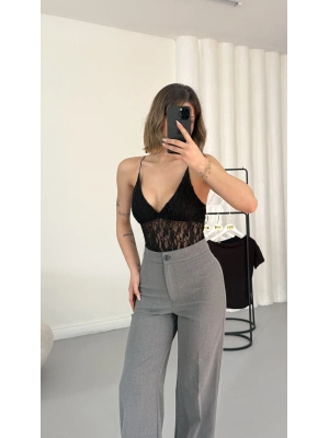 Linet Dantel Bodysuit - Siyah