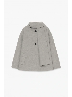 Lisa Şal Yaka Kaşe Kaban - Gri