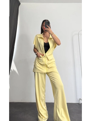 Lona Fermuarlı Takım - Sarı