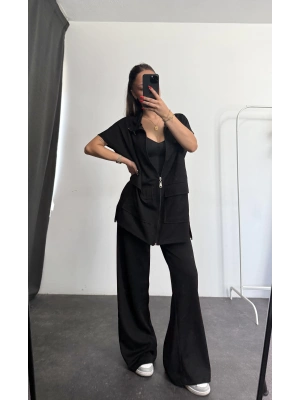 Lona Fermuarlı Takım - Siyah