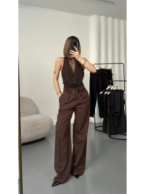 Luce Kemerli Pantolon - Kahve