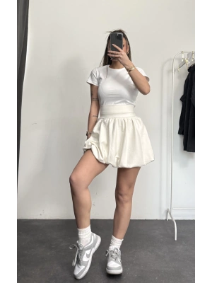 Mari Balon Etek - Beyaz