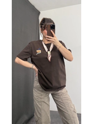 Marlen Fular Detay Tshirt - Kahve