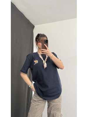 Marlen Fular Detay Tshirt - Lacivert