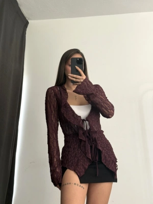 Martha Bağlamalı Dantel Bluz - Bordo