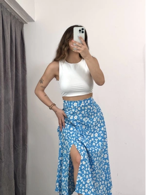 Midi Çıtır Etek-Mavi