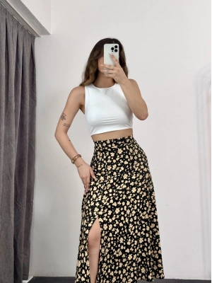 Midi Çıtır Etek-Siyah