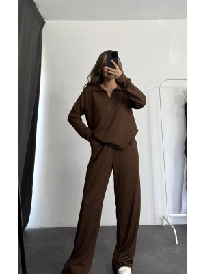 Maya Polo Yaka Takım - Kahve