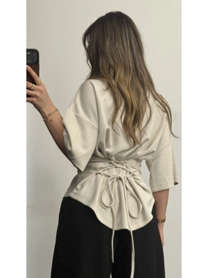 Maya Sırt Detay Modal Bluz - Bej