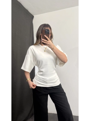 Maya Sırt Detay Modal Bluz - Beyaz