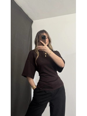 Maya Sırt Detay Modal Bluz - Kahve