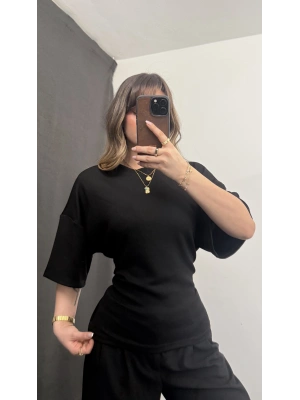 Maya Sırt Detay Modal Bluz - Siyah