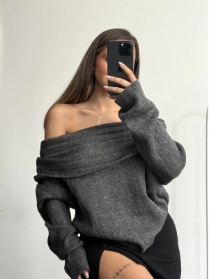 Melody Kayık Yaka Kazak - Antrasit