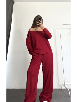 Meva Düşük Omuz Takım - Bordo