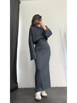 Mina Sweat Elbise Takım - Antrasit