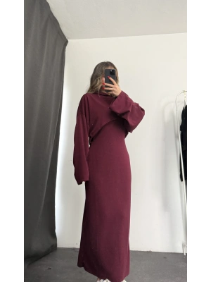 Mina Sweat Elbise Takım - Bordo