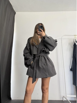 Mindy Kısa Kaban - Antrasit