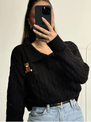 Minibear Saç Örgüsü Kazak - Siyah