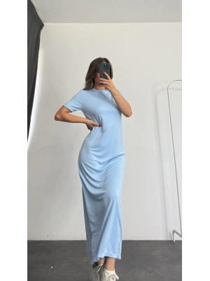 Minso Basic Elbise - Mavi