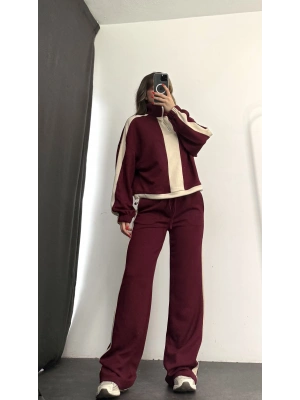 Miranda Şeritli Eşofman Takım - Bordo
