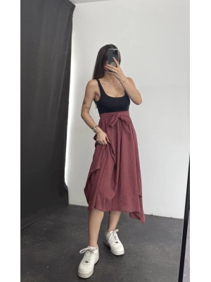 Moi Asimetrik Etek - Bordo