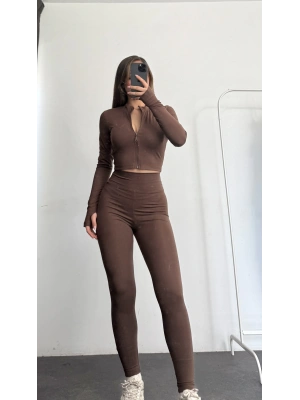 Motion Fermuarlı Takım - Kahve