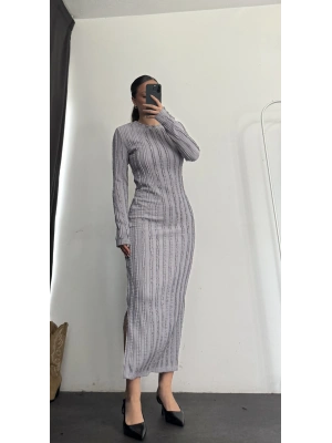 Nella Ters Dikiş Elbise - Gri