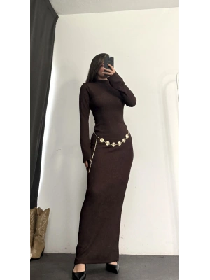 Nicole Kemerli Elbise - Kahve