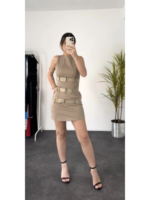 Nina Kemerli Elbise - Bej
