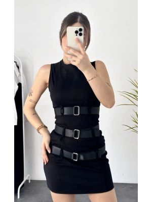 Nina Kemerli Elbise - Siyah