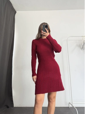 Nina Triko Elbise - Bordo