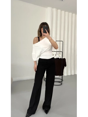 Nora Yarasa Kol Bluz - Beyaz