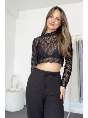 Olala Dantel Bluz - Siyah