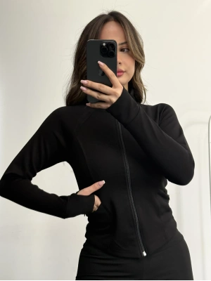 Olga Fermuarlı Hırka - Siyah