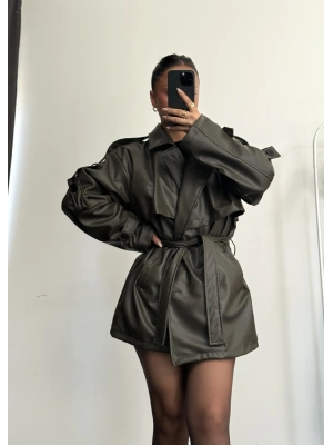 Perry Deri Trençkot - Haki