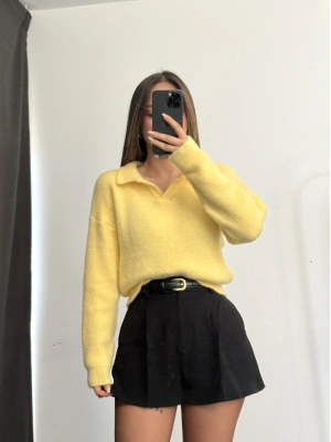 Polo Yaka Triko Kazak - Sarı