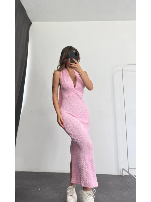 Pure Bürümcük Elbise - Pembe