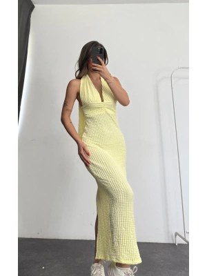 Pure Bürümcük Elbise - Sarı