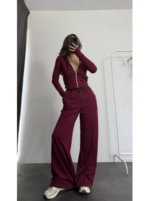 Rach Fermuarlı Eşofman Takımı - Bordo