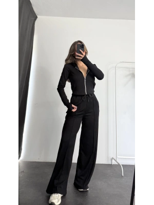 Rach Fermuarlı Eşofman Takımı - Siyah