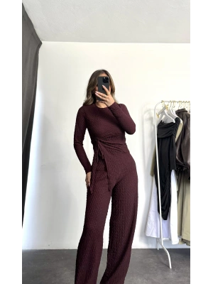 Regina Asimetrik Büzgülü Takım - Bordo