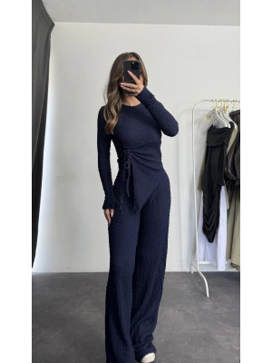 Regina Asimetrik Büzgülü Takım - Lacivert